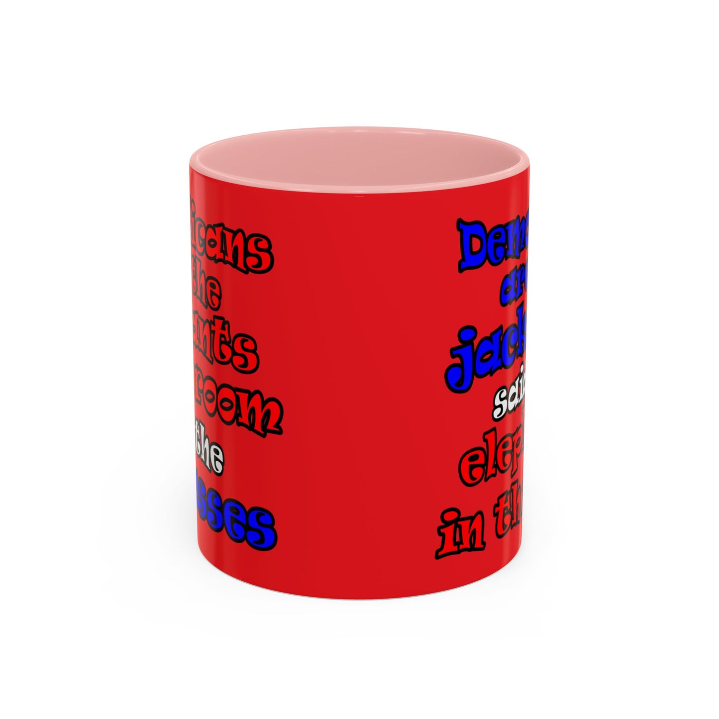 donkeys and elephants - Accent Mug (red)