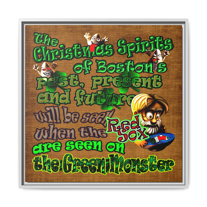christmas spirits of boston - framed canvas art (brown papyrus)