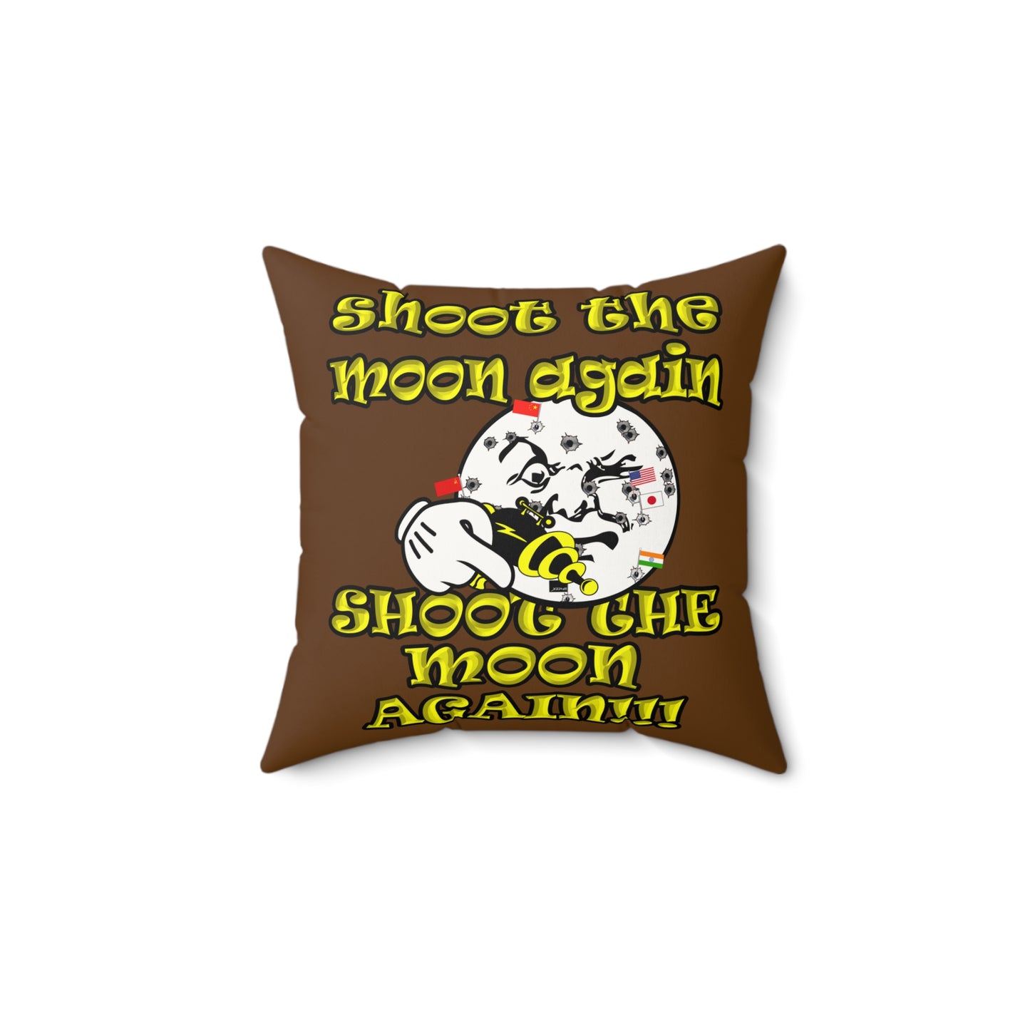 shoot the moon again - Faux Suede Square Pillow - (brown)