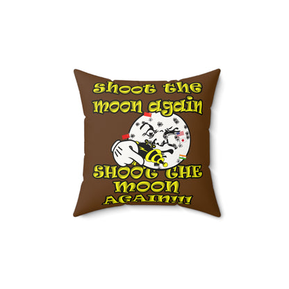 shoot the moon again - Faux Suede Square Pillow - (brown)