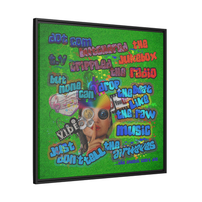 drop the beat - framed canvas art (green turf)