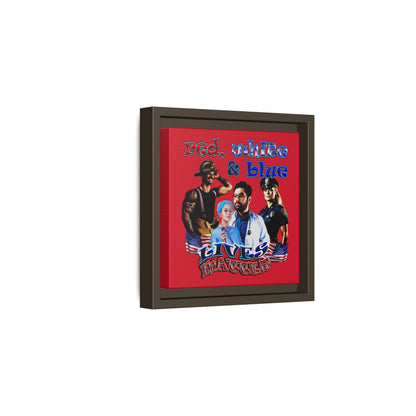 rw&b lives matter - framed canvas art (dark red)