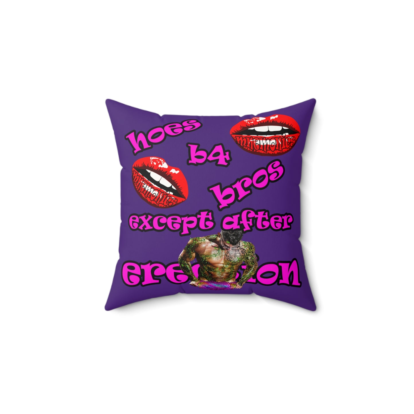 hoes b4 bros - Faux Suede Square Pillow - (purple)