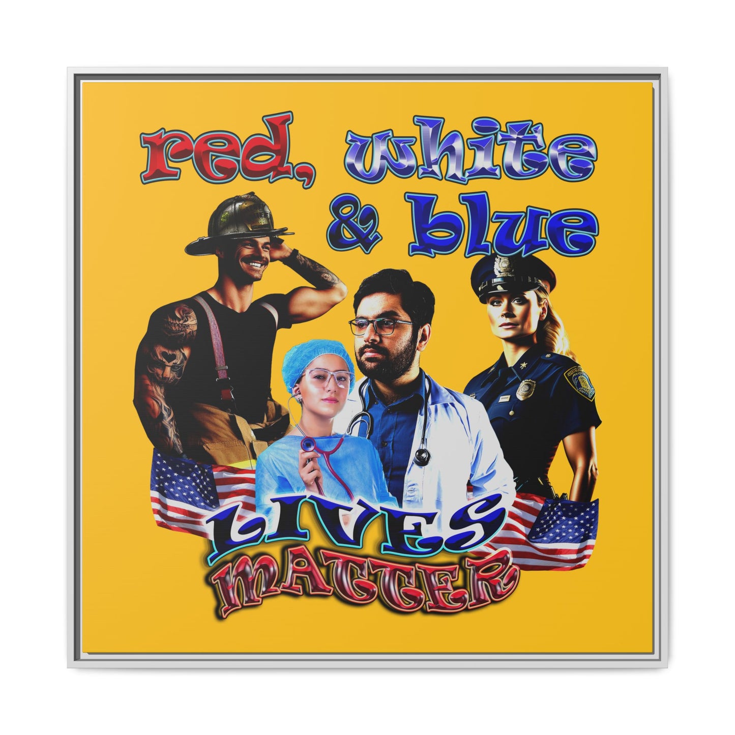 rw&b lives matter - framed canvas art (yellow)