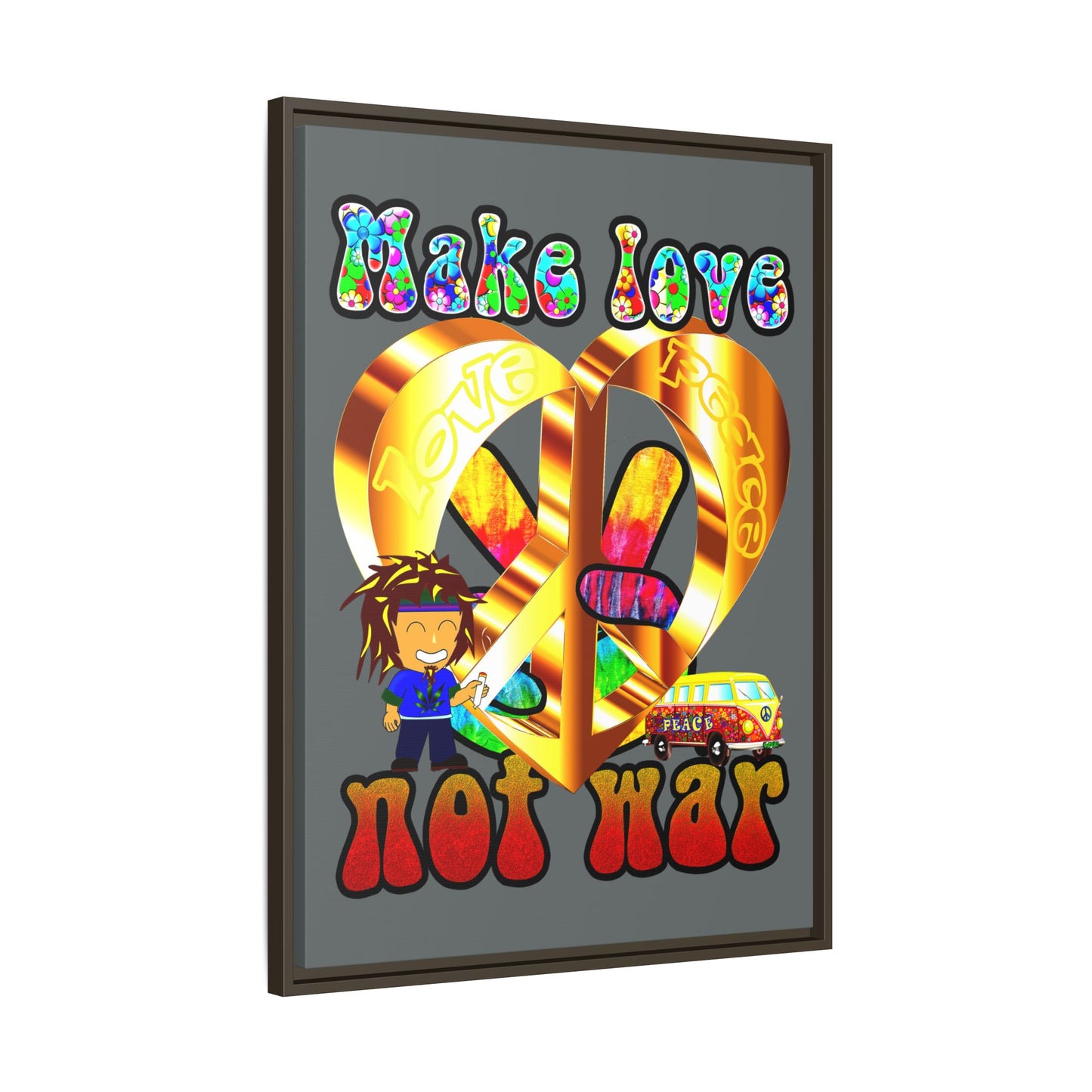love peace - framed canvas art (dark grey)