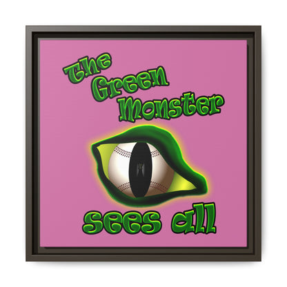 green monster - framed canvas art (light pink)