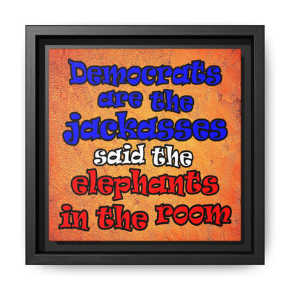 donkeys and elephants - framed canvas art (burnt orange)
