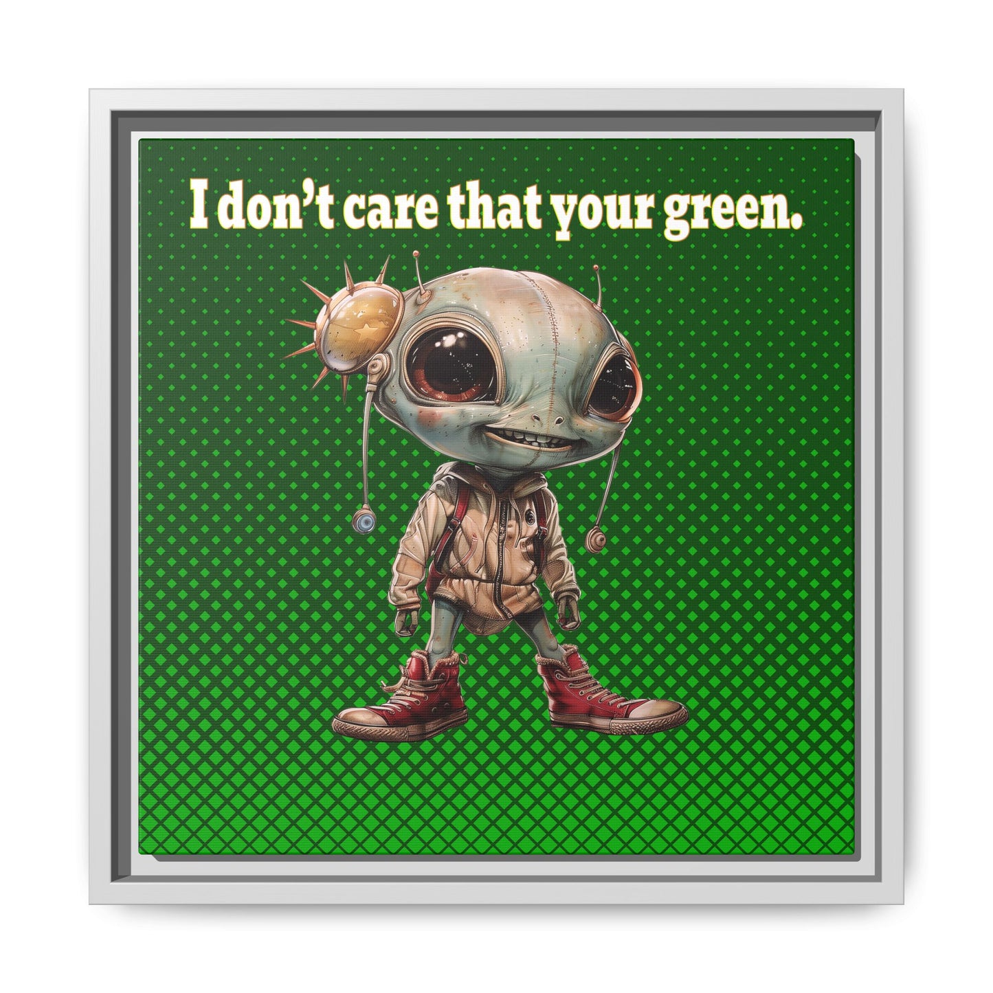 I don't care that your green - framed canvas art (logo green)