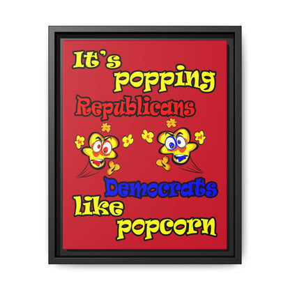 popping like popcorn - framed canvas art (dark red)