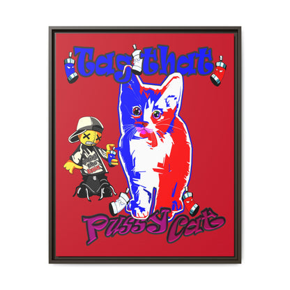 tag that - framed canvas art (dark red)