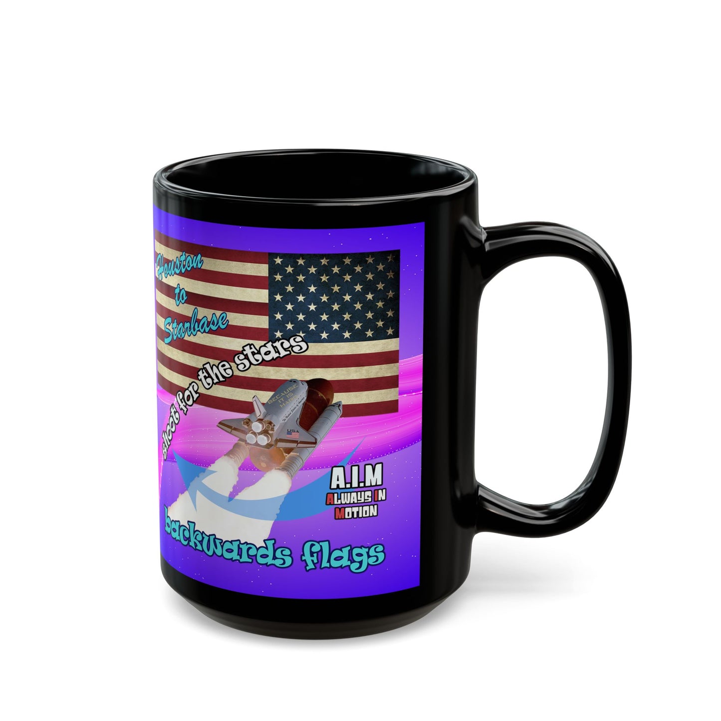 shoot for the stars - Black Mug (purple-pink wave)