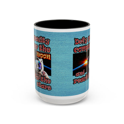 defy conquer reach - Accent Mug (faded blue)