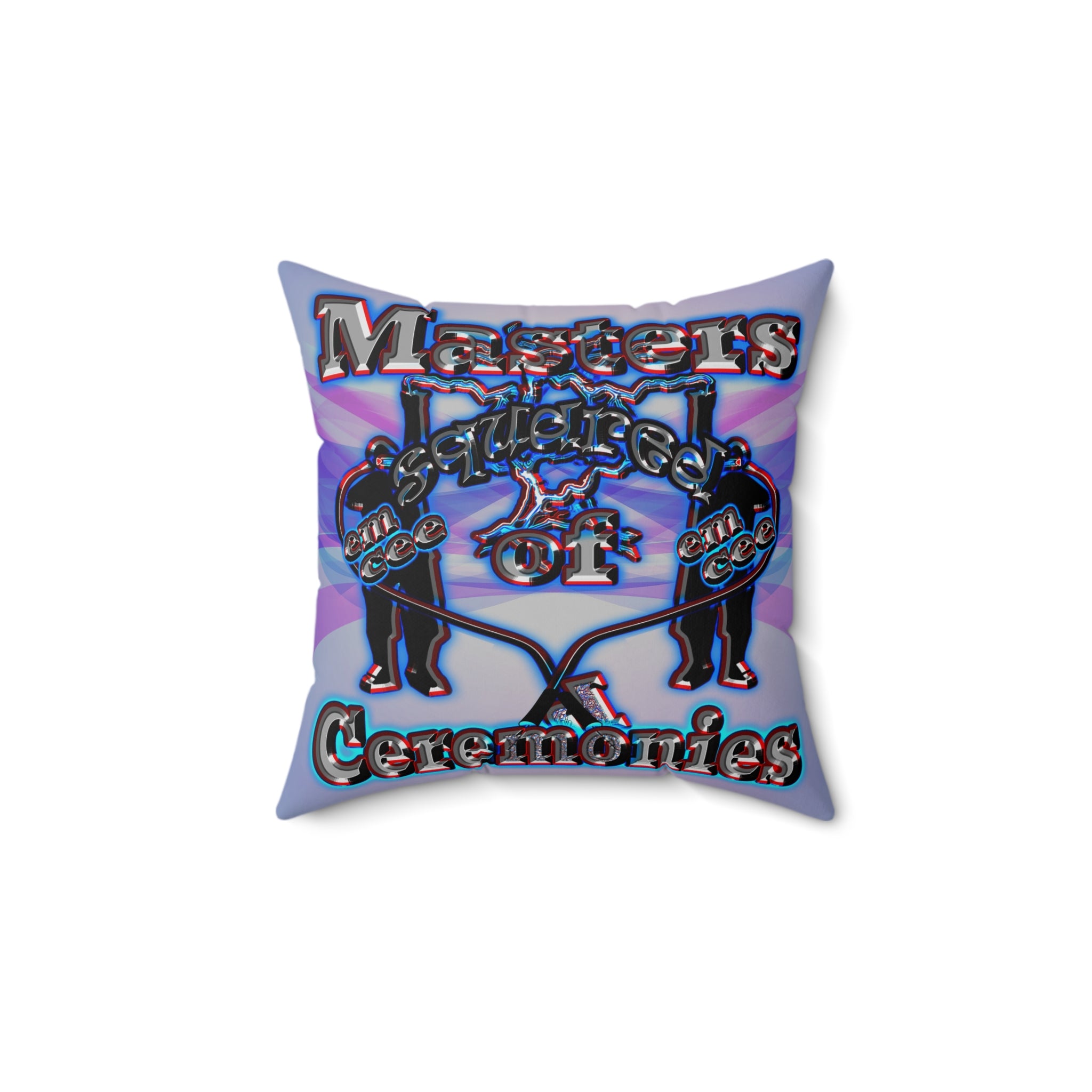 em cee squared - Spun Polyester Square Pillow - (light blue-pink wave)