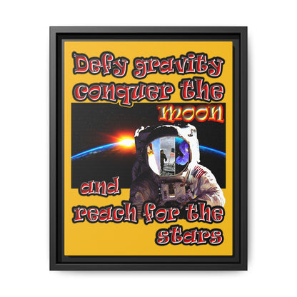 defy conquer reach - framed canvas art (yellow)