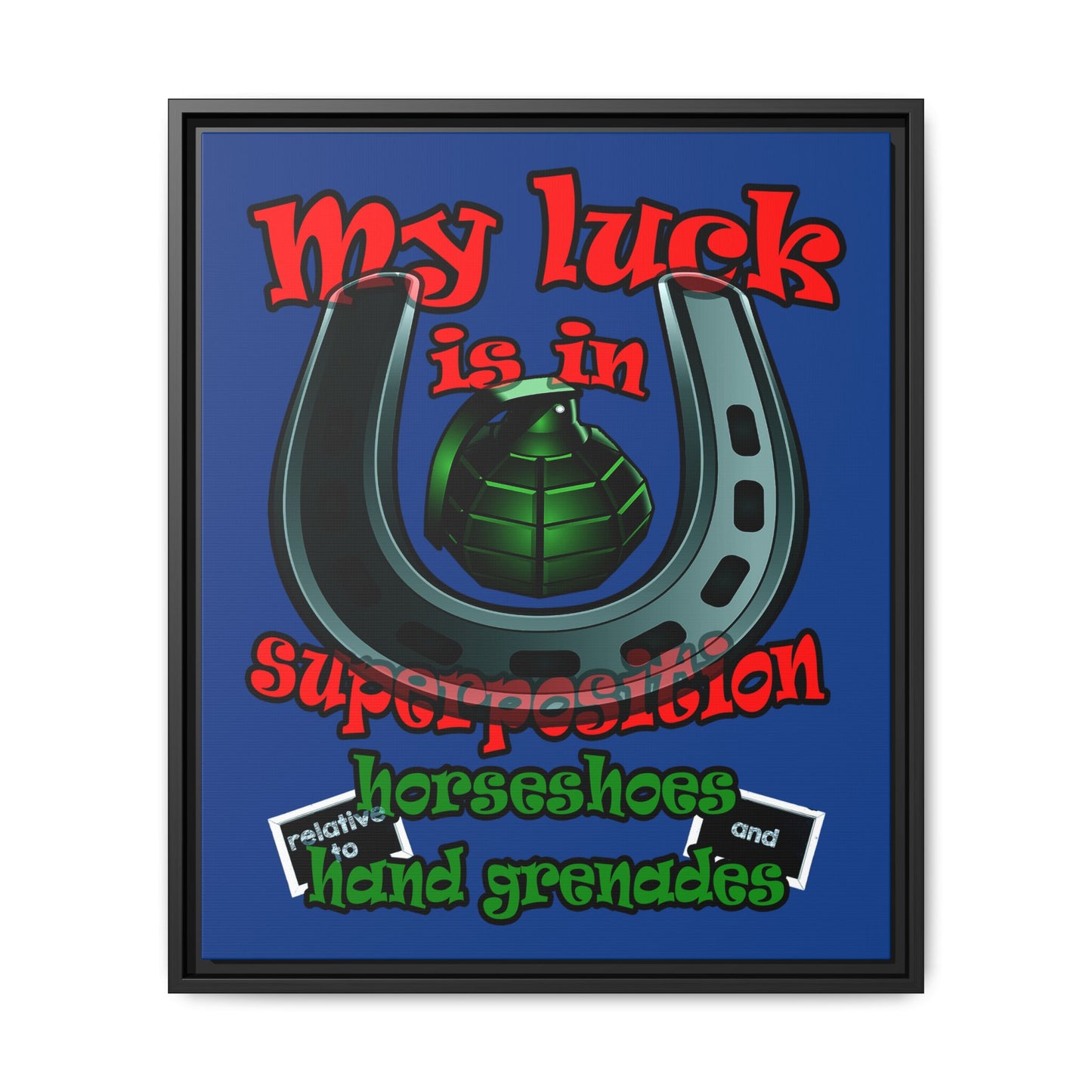 my luck - framed canvas art (dark blue)
