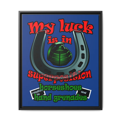 my luck - framed canvas art (dark blue)