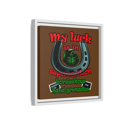 my luck - framed canvas art (brown)