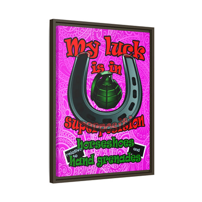 my luck - framed canvas art (pink swirl)