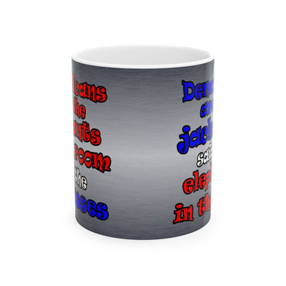 donkeys and elephants - White Mug (brushed nickel)