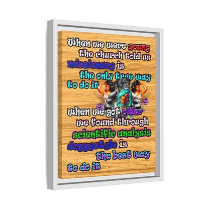doggystyle - framed canvas art (butterscotch wood finish)