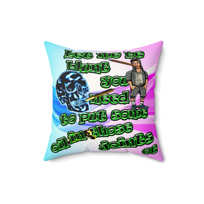 og - Faux Suede Square Pillow - (light blue-pink wave)