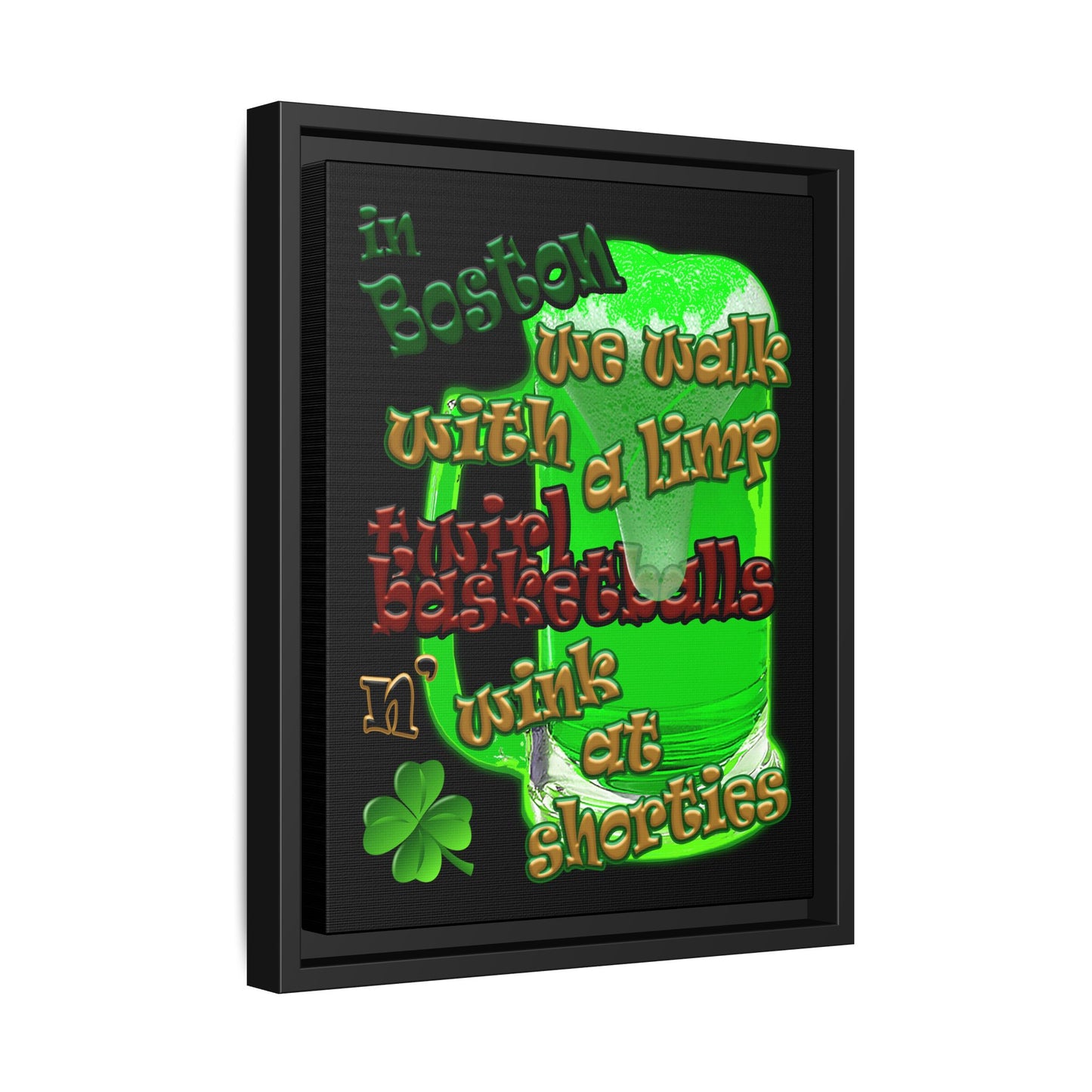 celtics logo - framed canvas art (black)