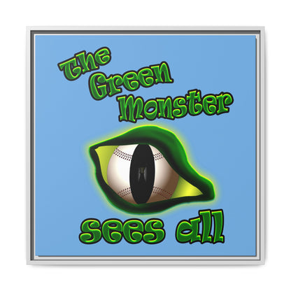 green monster - framed canvas art (light blue)