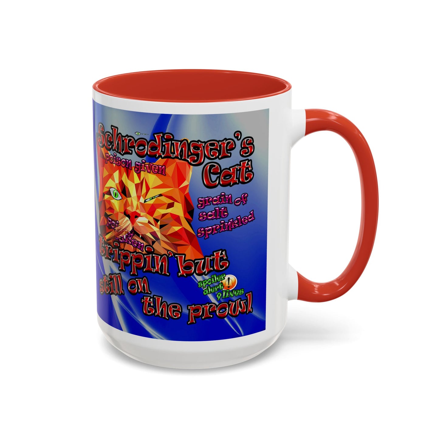 schrodinger's cat - Accent Mug (blue-white wave)