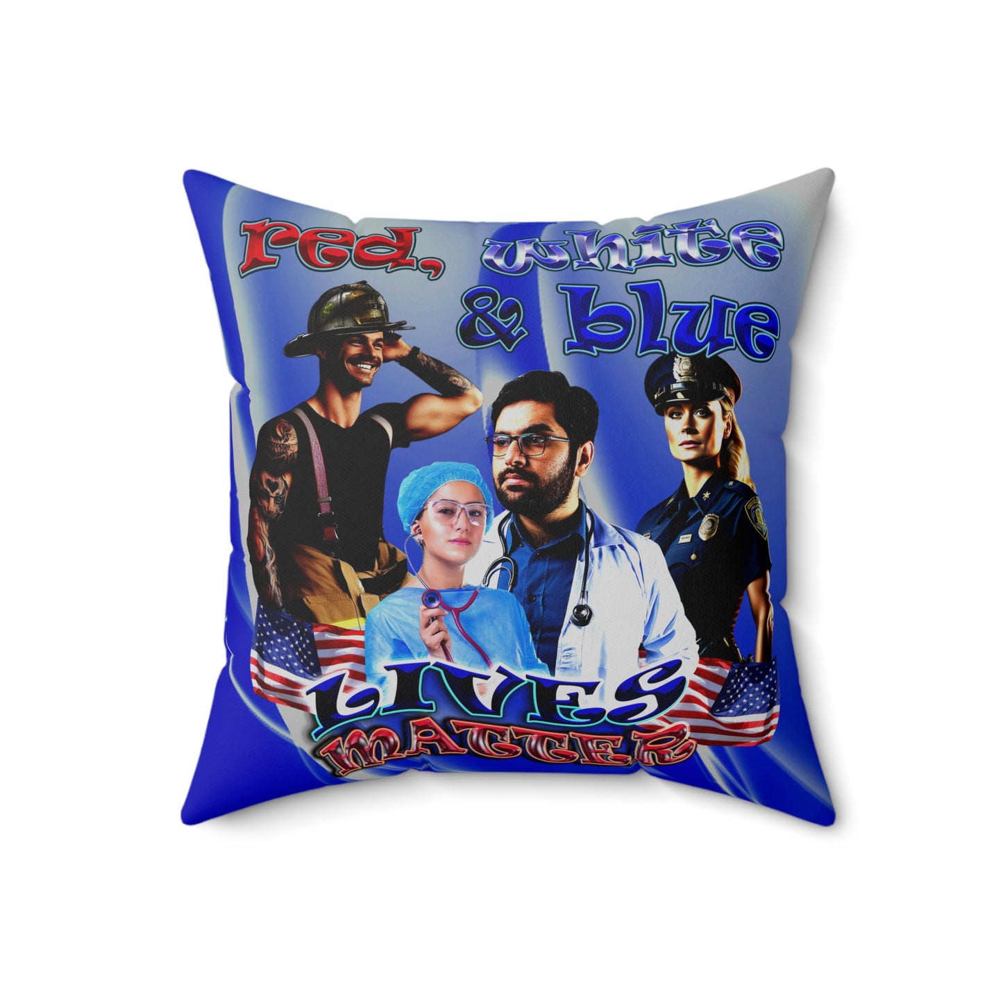 rw&b lives matter - Spun Polyester Square Pillow - (blue-white wave)