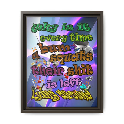 the bum's shit - framed canvas art (grey-pink wave)