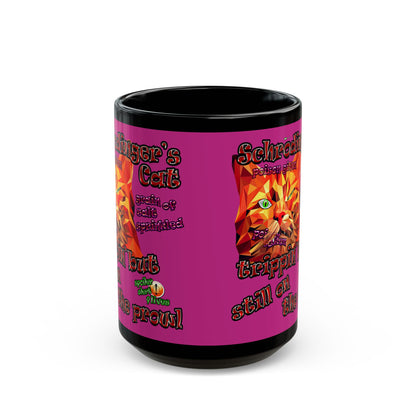 schrodinger's cat - Black Mug (pink)