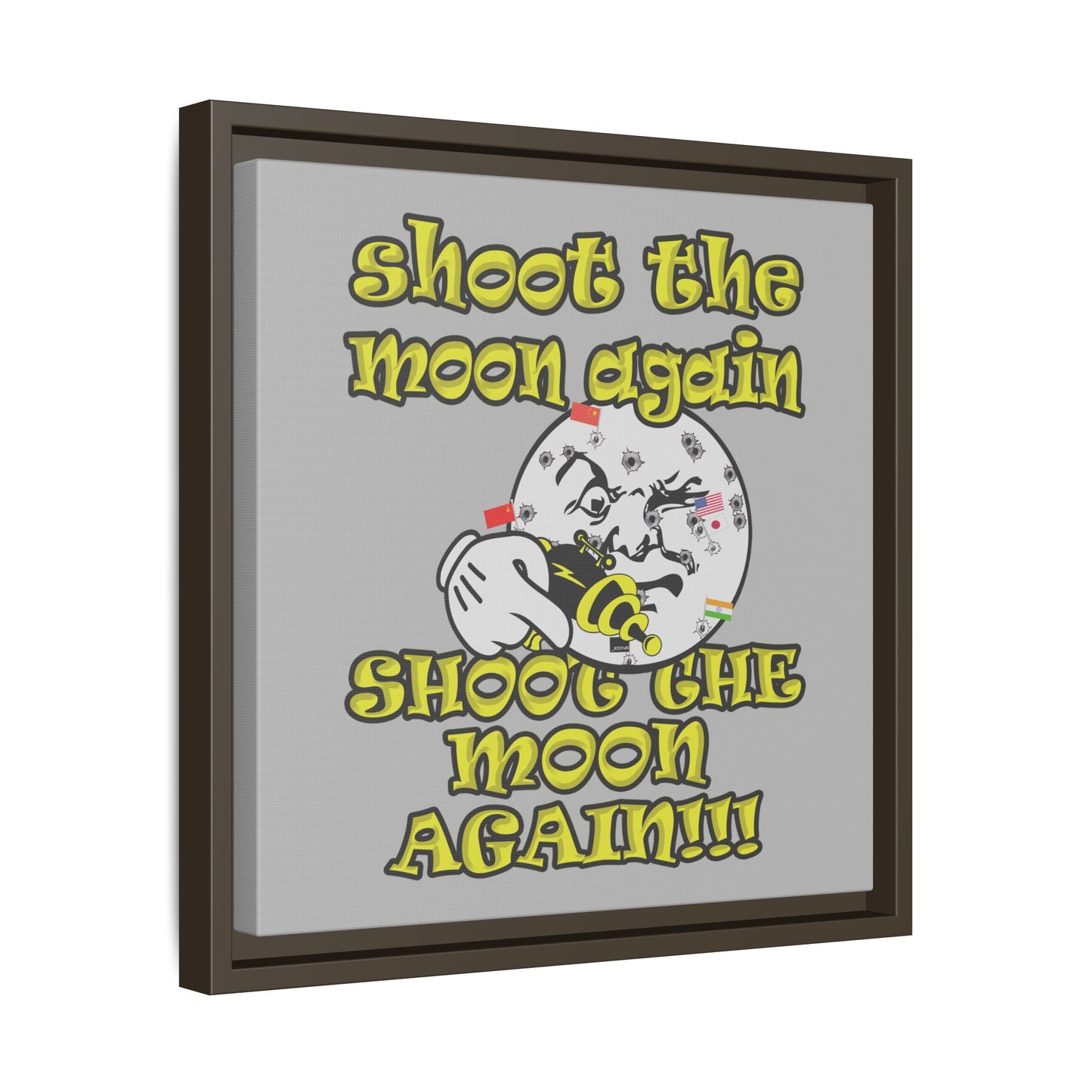 shoot the moon again - framed canvas art (light grey)