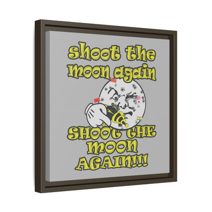 shoot the moon again - framed canvas art (light grey)