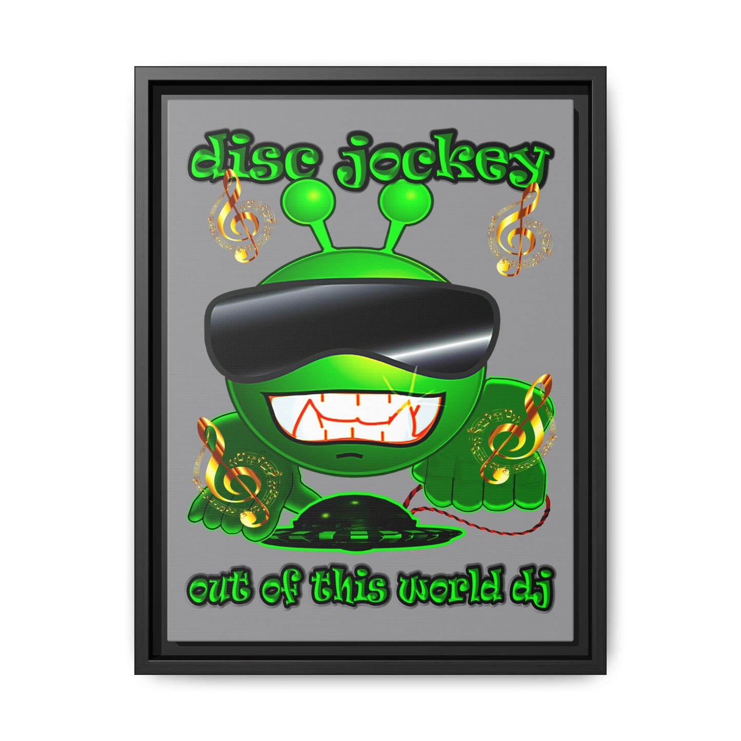 disc jockey - framed canvas art (grey)