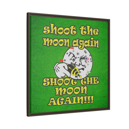 shoot the moon again - framed canvas art (green turf)