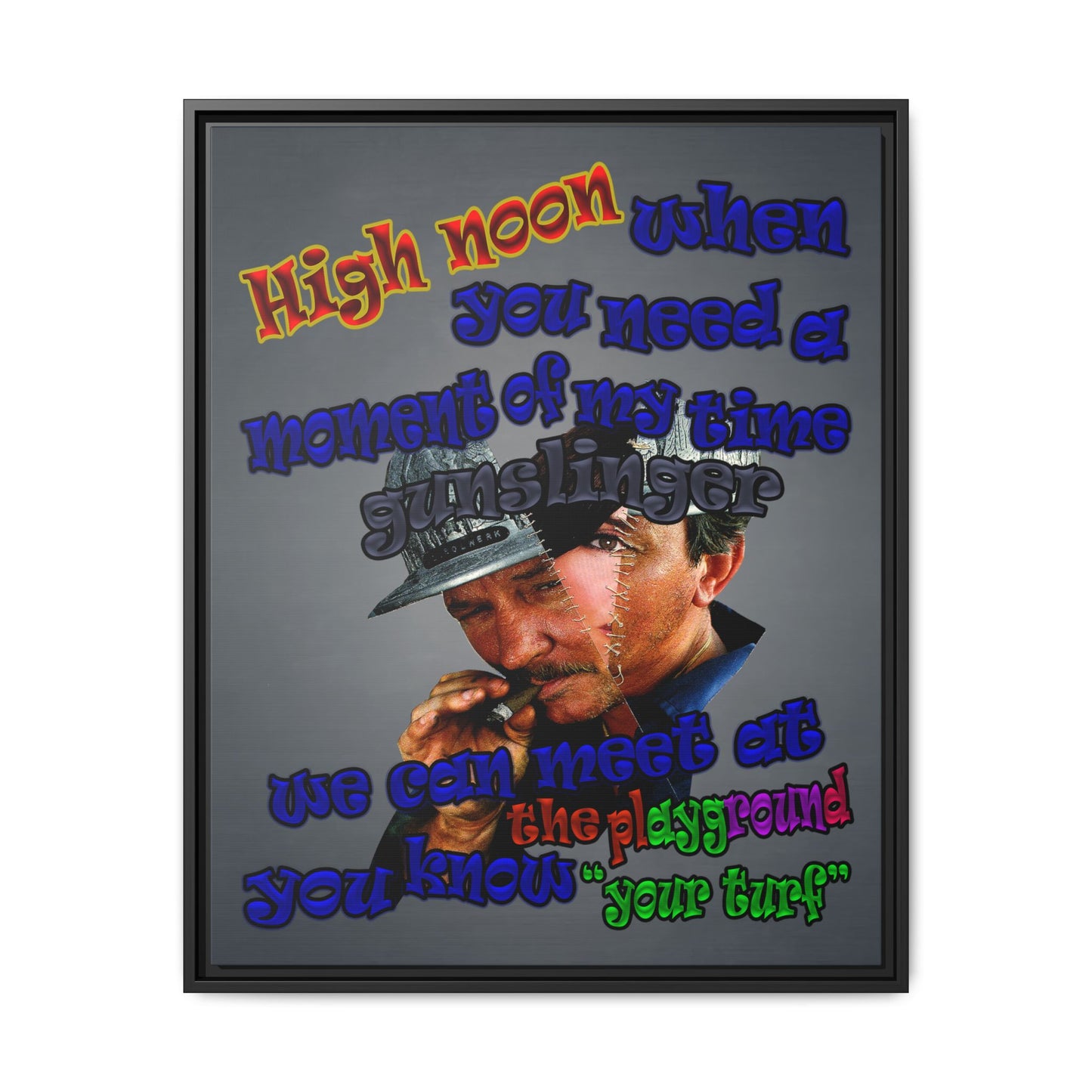 high noon - framed canvas art (grey-light grey)