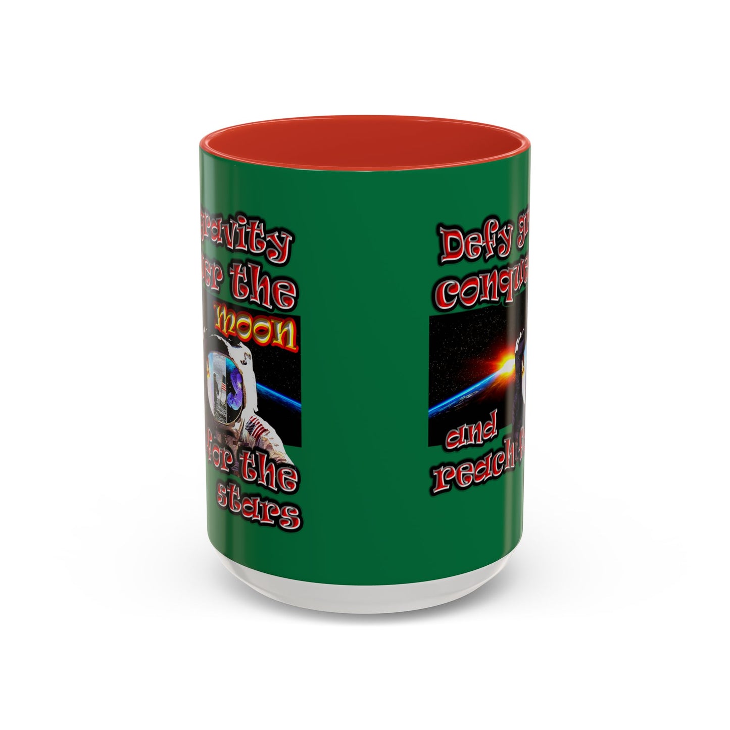 defy conquer reach - Accent Mug (dark green)