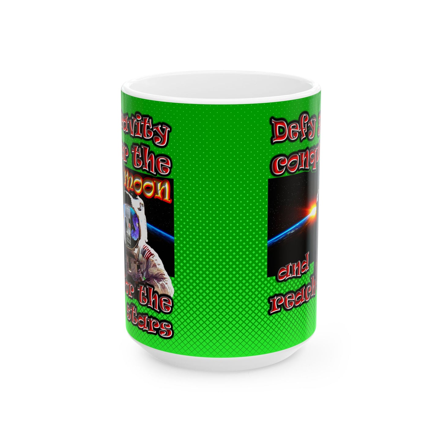 defy conquer reach - White Mug (logo green)