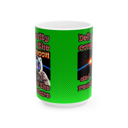 defy conquer reach - White Mug (logo green)