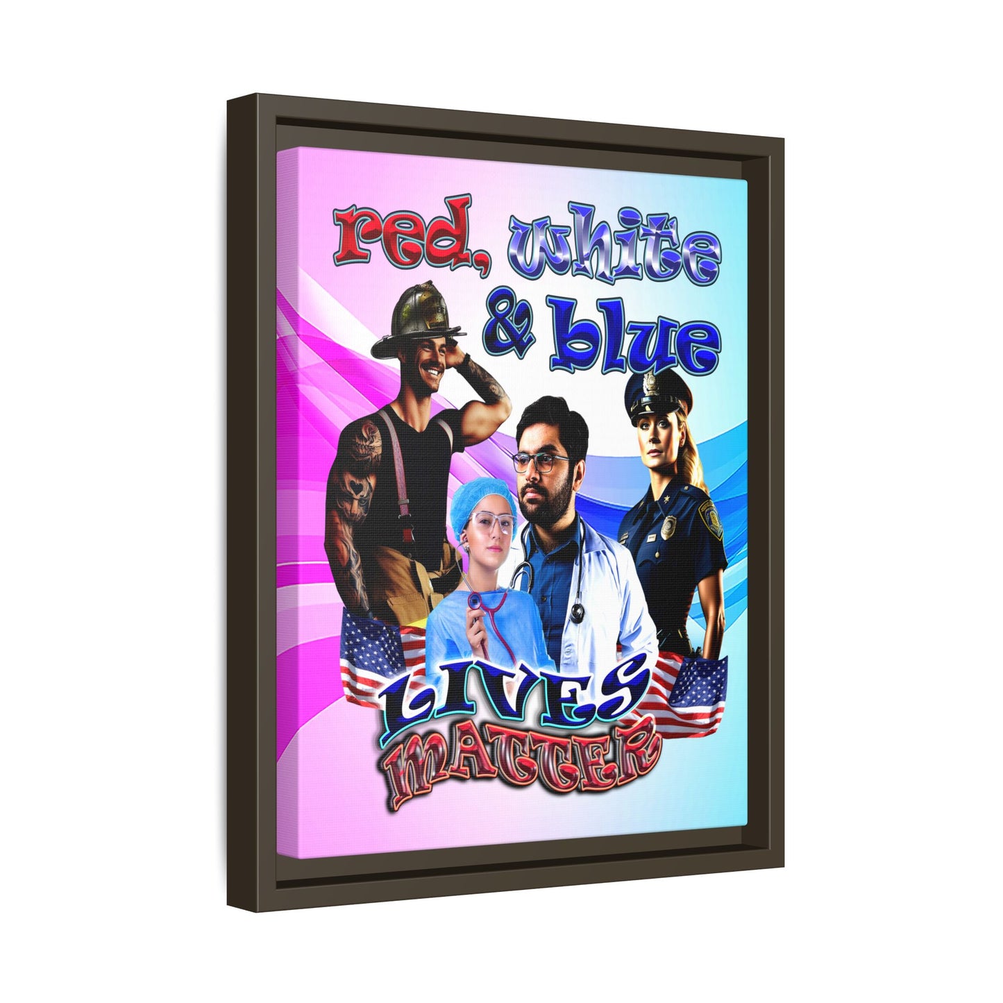 rw&b lives matter - framed canvas art (light blue-pink wave)