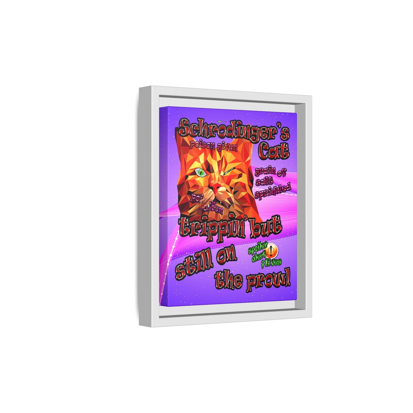 schrodinger's cat - framed canvas art (purple-pink wave)