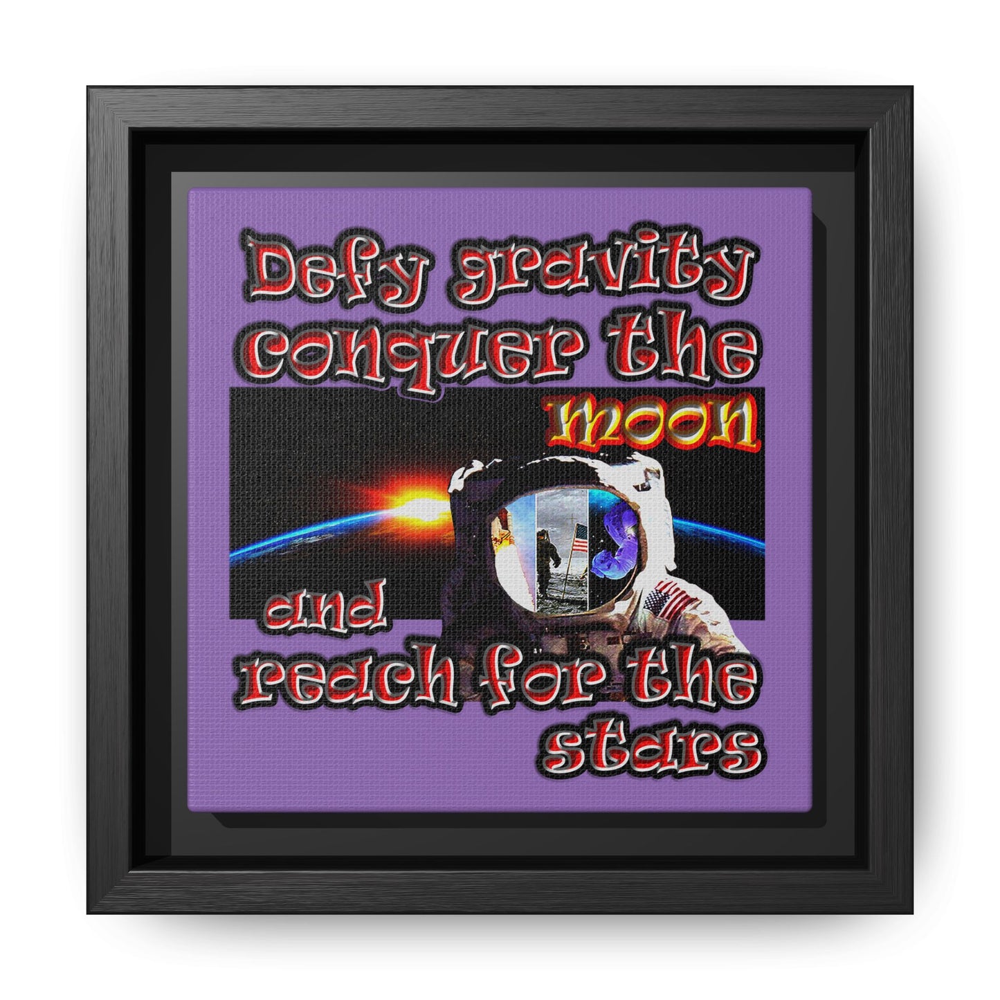 defy conquer reach - framed canvas art (light purple)