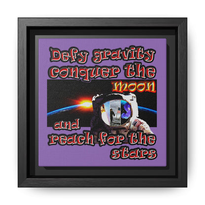 defy conquer reach - framed canvas art (light purple)