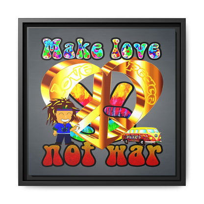 love peace - framed canvas art (grey-light grey)