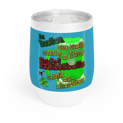 celtics logo - Chill Wine Tumbler (turquoise)