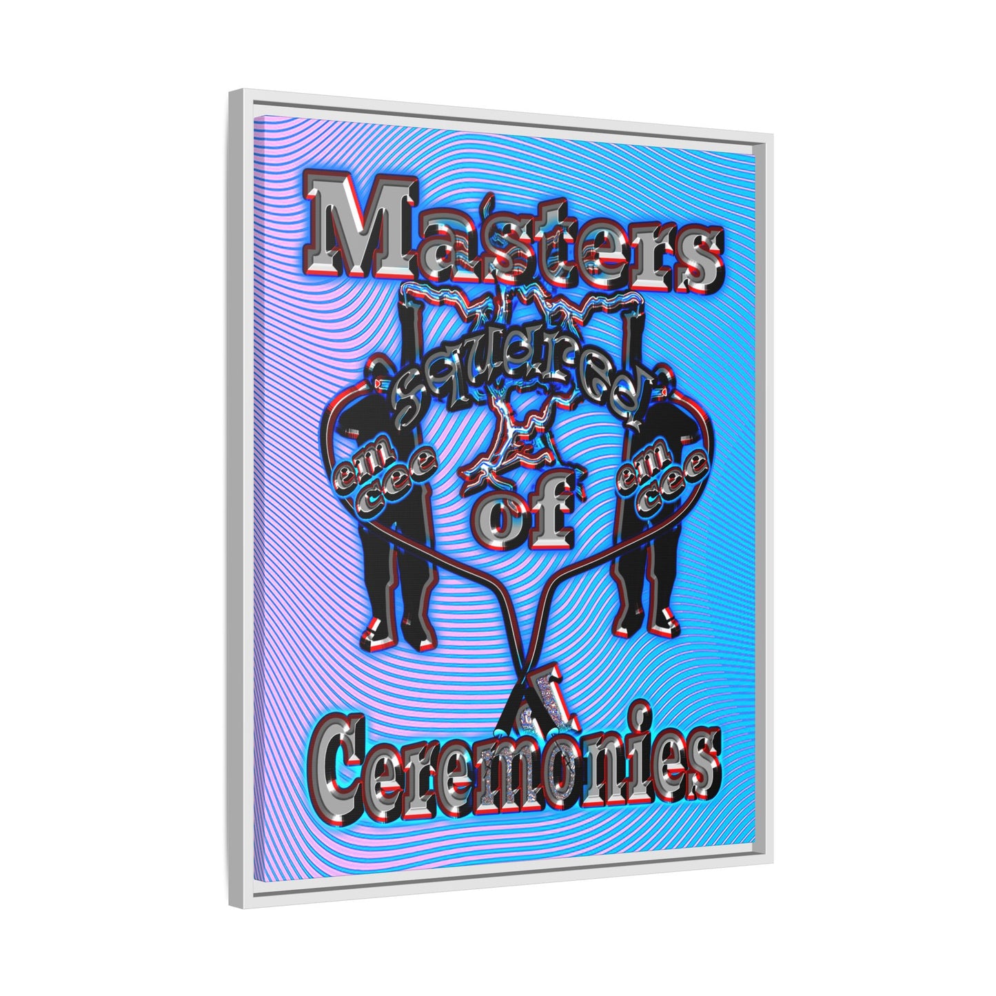 em cee squared - framed canvas art (light blue-purple wave)
