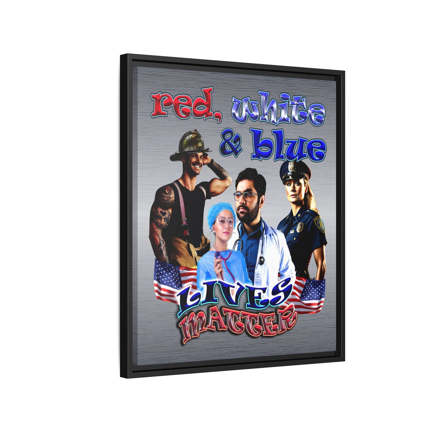 rw&b lives matter - framed canvas art (brushed nickel)