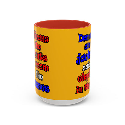 donkeys and elephants - Accent Mug (yellow)