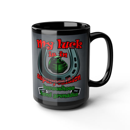 my luck - Black Mug (grey-light grey)