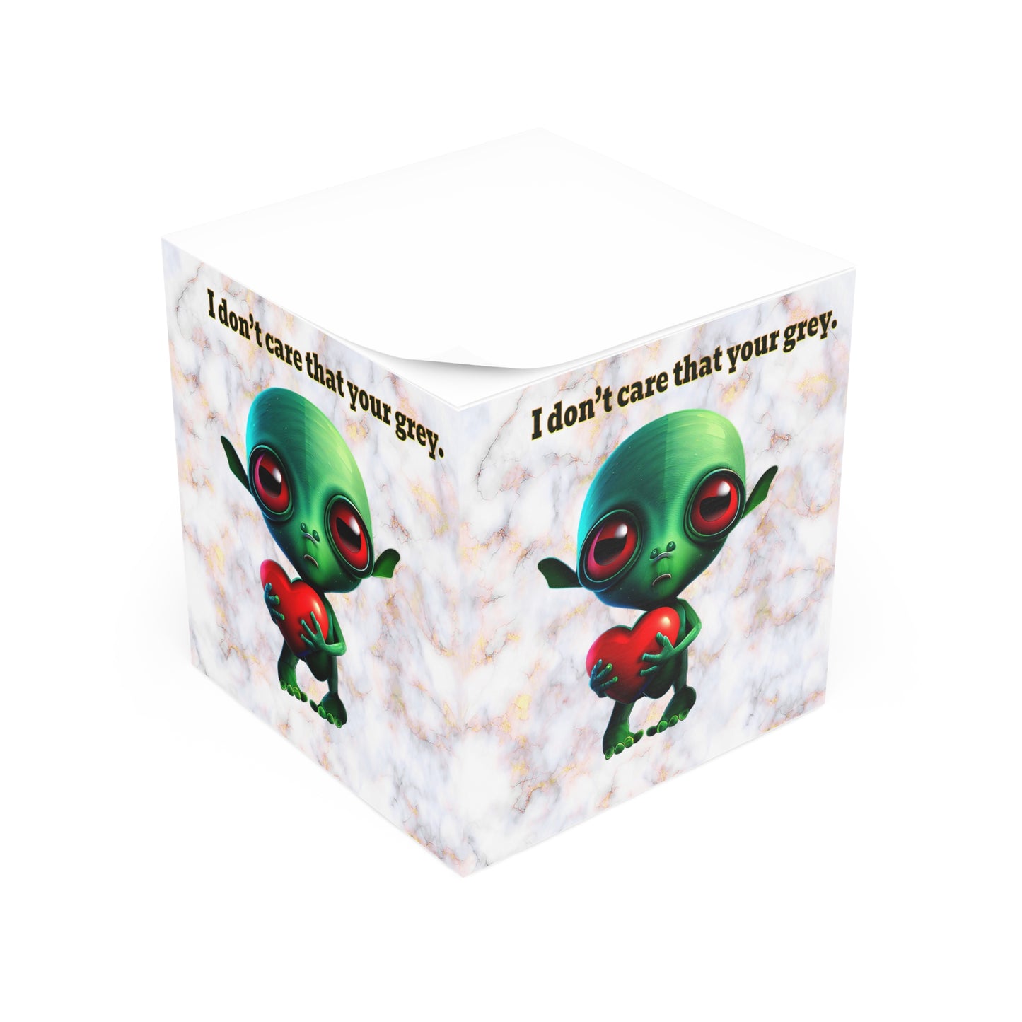 I don't care that your grey - note cube (white marble)